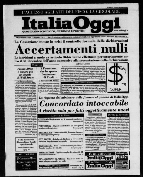 Italia oggi : quotidiano di economia finanza e politica